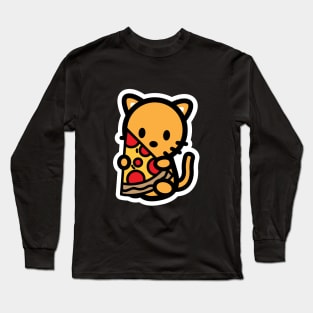 Cat Orange Pizza Food Bambu Cheese Cute Kitten Animal Lover Long Sleeve T-Shirt